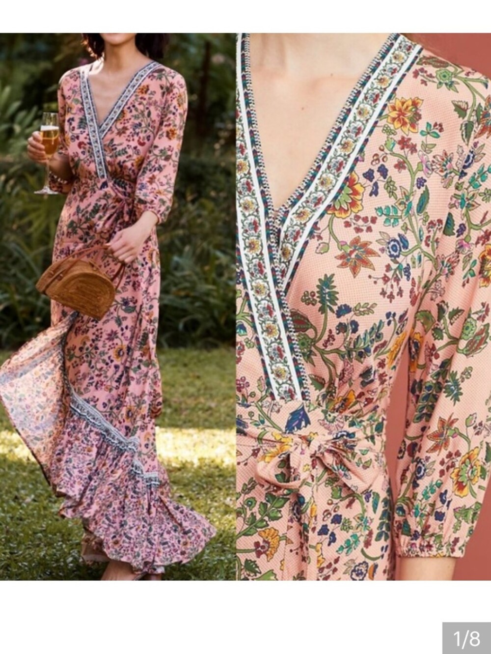 FARM RIO Clara Wrap Floral Dress SIZE XL